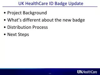 UK HealthCare ID Badge Update