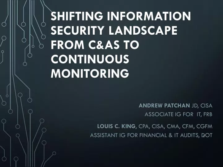 shifting information security landscape from c as to continuous monitoring