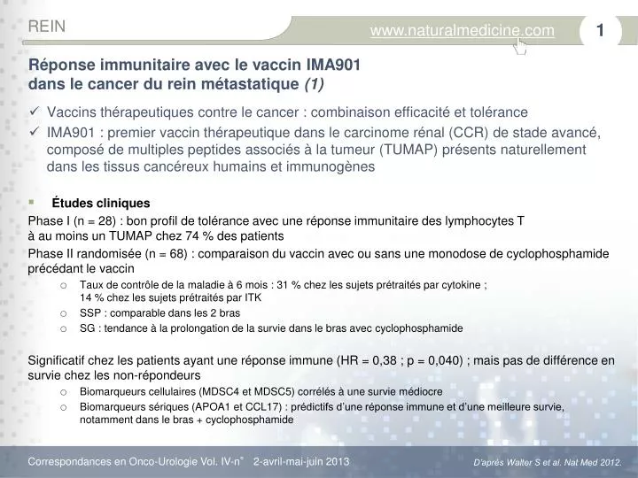 r ponse immunitaire avec le vaccin ima901 dans le cancer du rein m tastatique 1