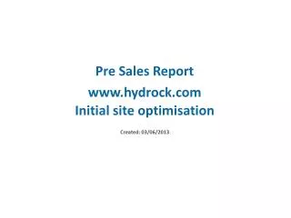 Pre Sales Report