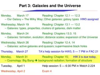 Part 3: Galaxies and the Universe