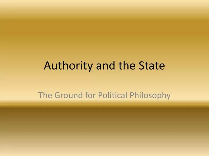 authority and the state