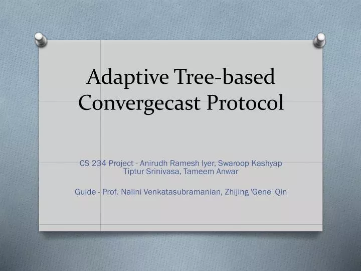 adaptive tree based convergecast protocol