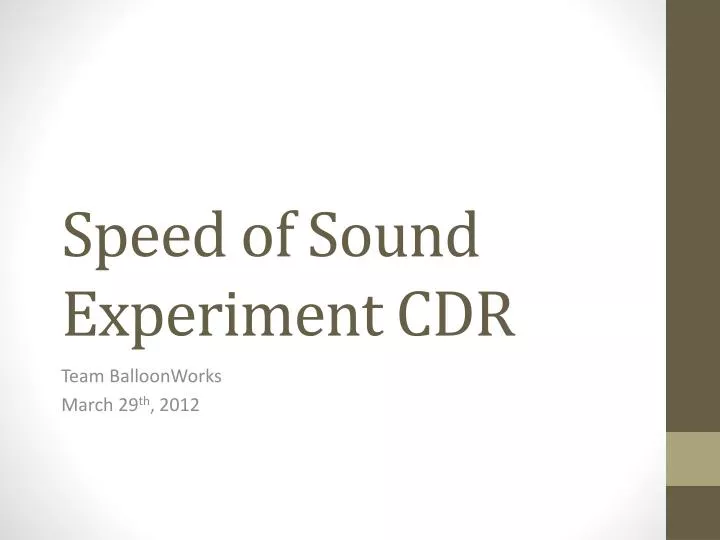 speed of sound experiment cdr