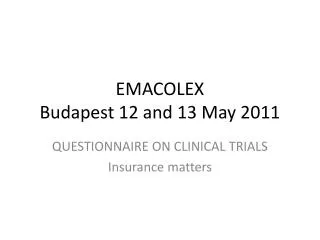 EMACOLEX Budapest 12 and 13 May 2011