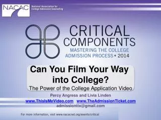 Can You Film Your Way into College ? The Power of the College Application Video Percy Angress and Livia Linden