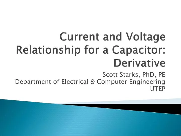 current and voltage relationship for a capacitor derivative