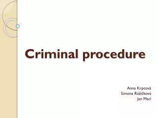Criminal procedure