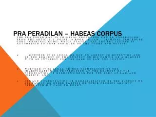 Pra Peradilan – Habeas Corpus