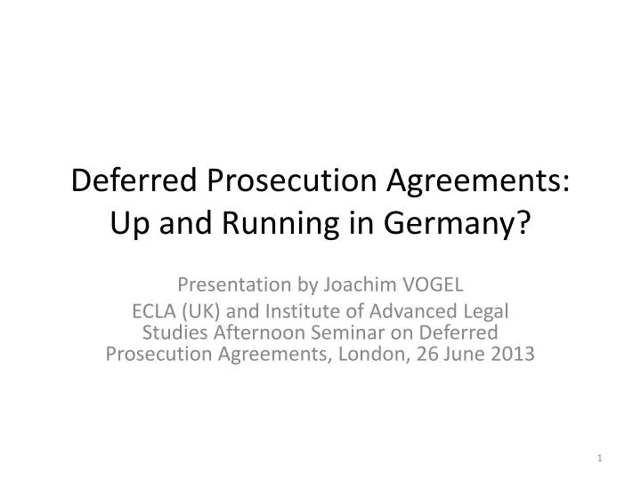 deferred prosecution agreements up and running in germany