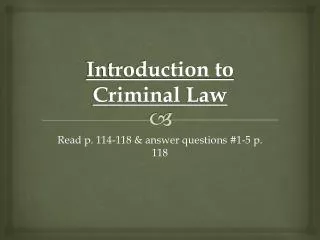 Introduction to Criminal Law