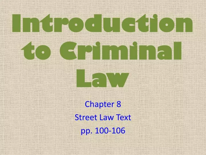introduction to criminal law