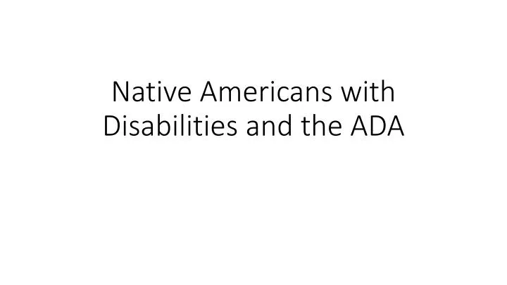 native americans with disabilities and the ada
