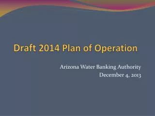 Draft 2014 Plan of Operation