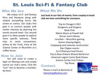St . Louis Sci-Fi &amp; Fantasy Club