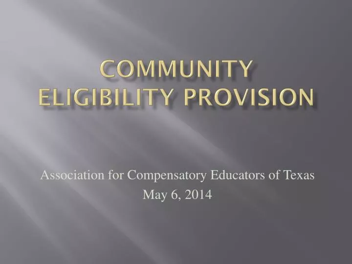 community eligibility provision