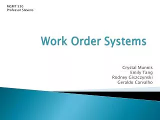 Work Order Systems