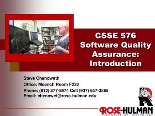 CSSE 576 Software Quality Assurance: Introduction