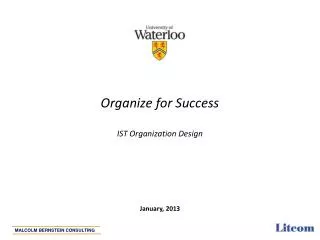 Organize for Success IST Organization Design