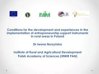Conditions for the development and experiences in the implementation of entrepreneurship support instruments in rural ar