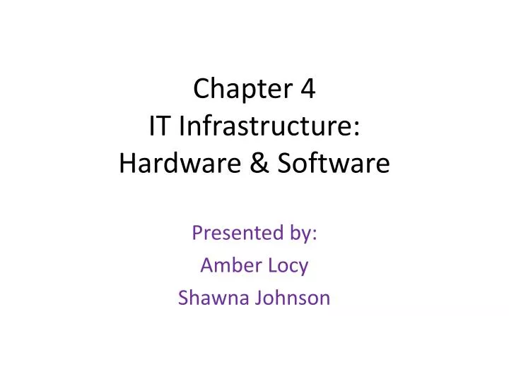 chapter 4 it infrastructure hardware software