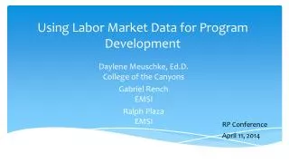 Using Labor Market Data for Program Development