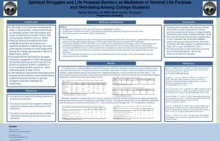 Spiritual Struggles and Life Purpose Barriers as Mediators of General Life Purpose and Well-being Among College Students