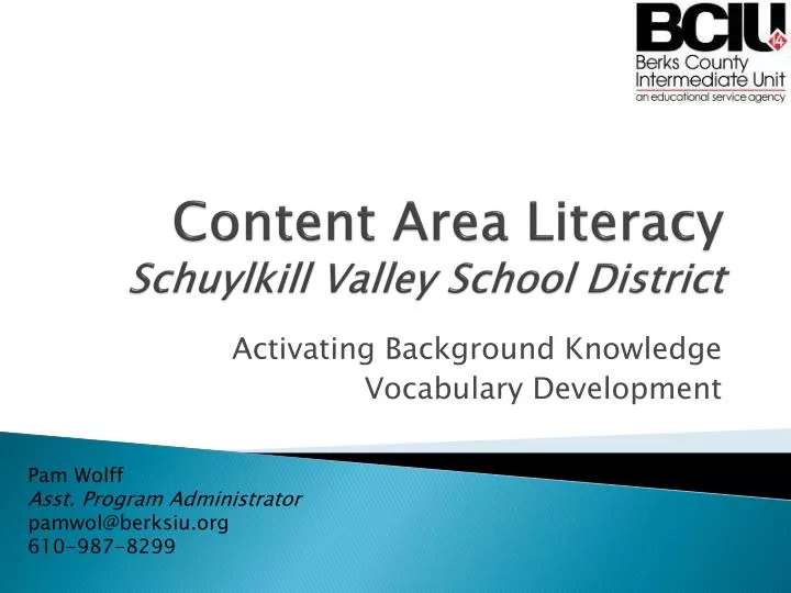 content area literacy schuylkill valley school district