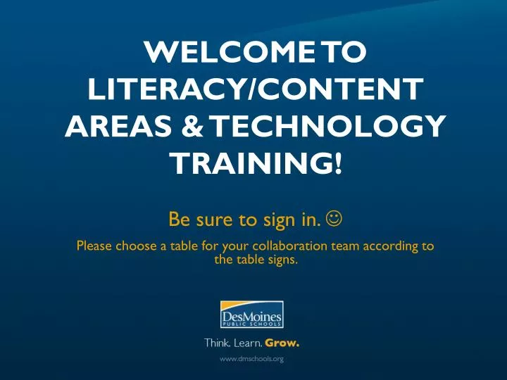 welcome to literacy content areas technology training