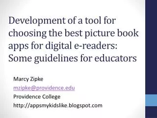 Development of a tool for choosing the best picture book apps for digital e -readers: Some guidelines for educators
