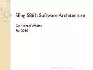 SEng 5861: Software Architecture