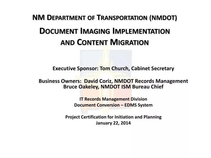 nm department of transportation nmdot document imaging implementation and content migration