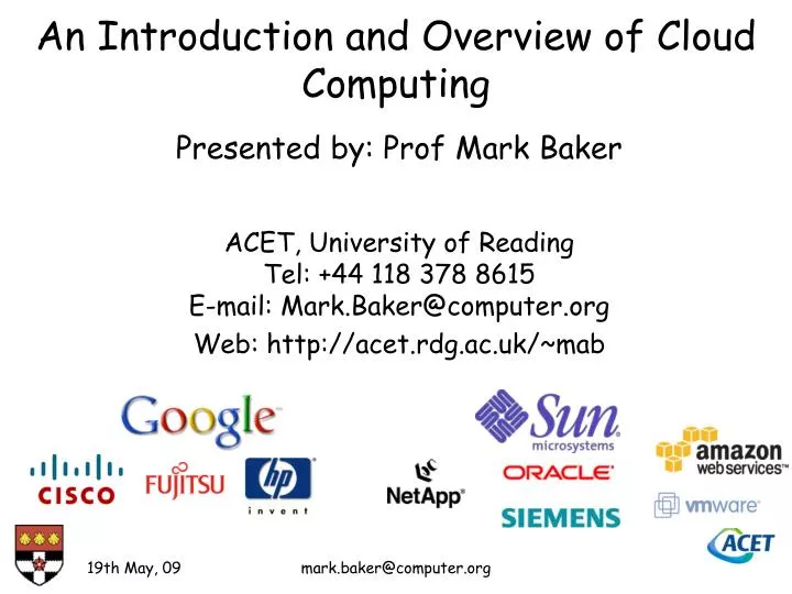 an introduction and overview of cloud computing