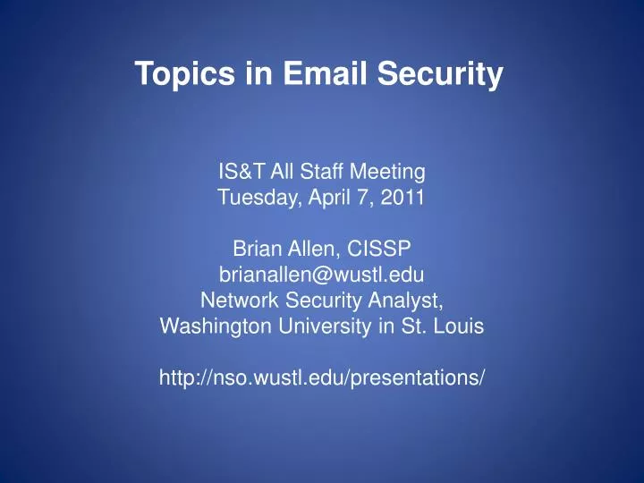 topics in email security