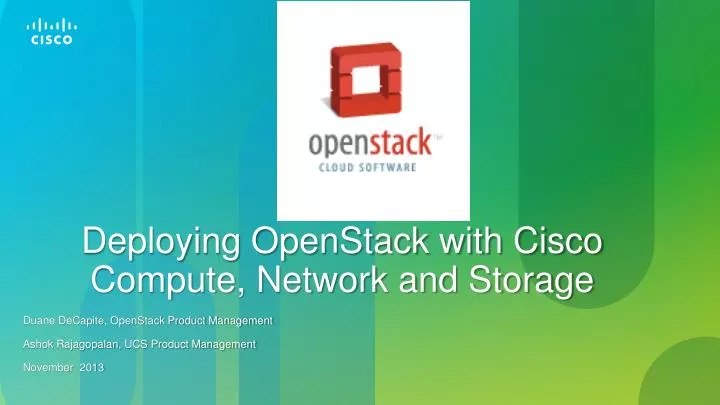 deploying openstack with cisco compute network and storage
