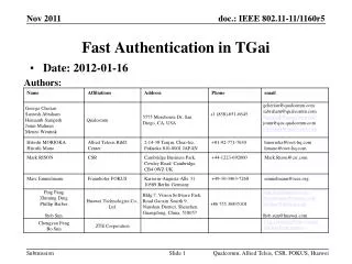 Fast Authentication in TGai