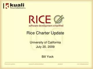 Rice Charter Update University of California July 20, 2009