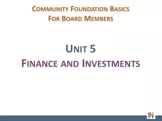 Unit 5 Finance and Investments