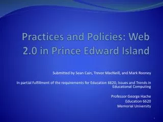 Practices and Policies: Web 2.0 in Prince Edward Island