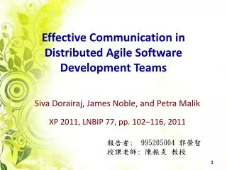Effective Communication in Distributed Agile Software Development Teams