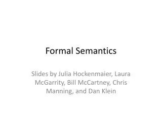 Formal Semantics