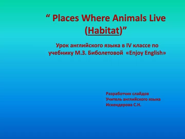 places where animals live habitat