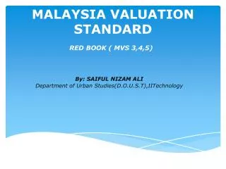 MALAYSIA VALUATION STANDARD