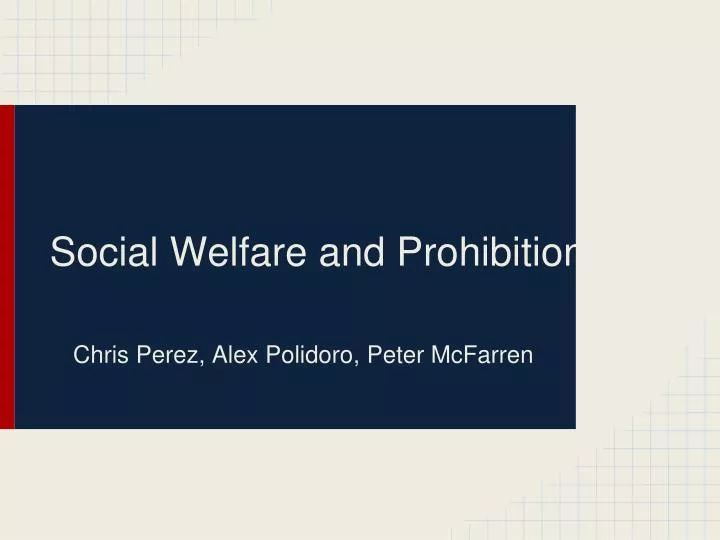 social welfare and prohibition