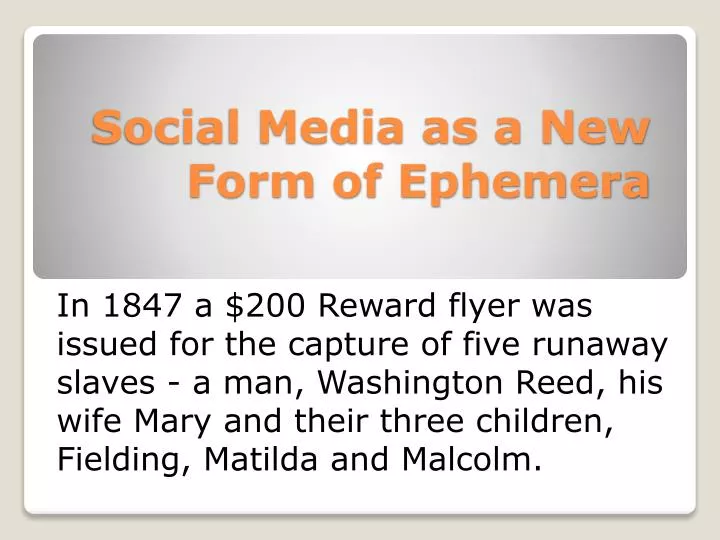 social media as a new form of ephemera