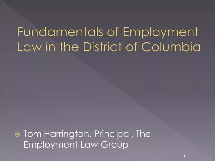 fundamentals of employment law in the district of columbia