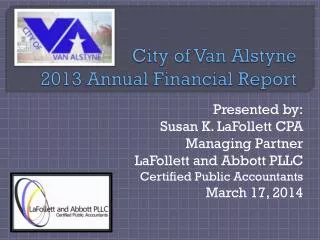 City of Van Alstyne 2013 Annual Financial Report