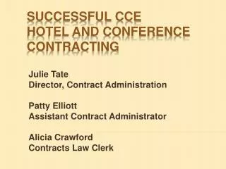 Successful CCE Hotel and Conference Contracting