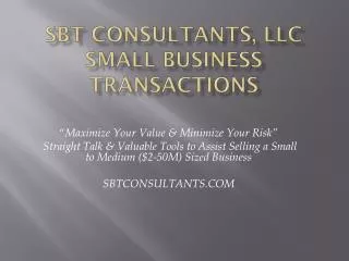 SBT Consultants, LLC Small Business Transactions