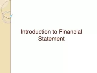 Introduction to Financial Statement